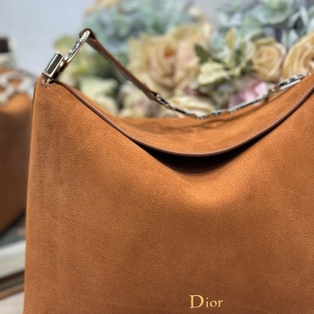 DIOR 26S DIORLY BAG 28 IN BROWN SUEDE