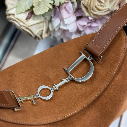 DIOR 26S DIORLY BAG 28 IN BROWN SUEDE
