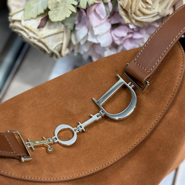 DIOR 26S DIORLY BAG 28 IN BROWN SUEDE