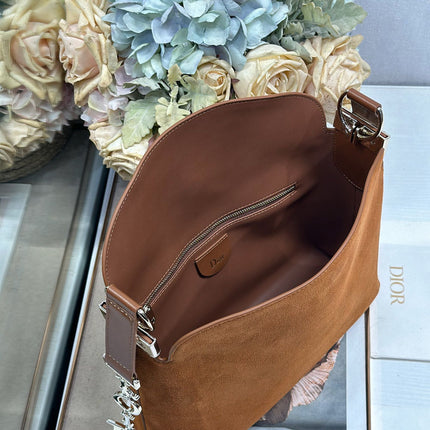 DIOR 26S DIORLY BAG 28 IN BROWN SUEDE