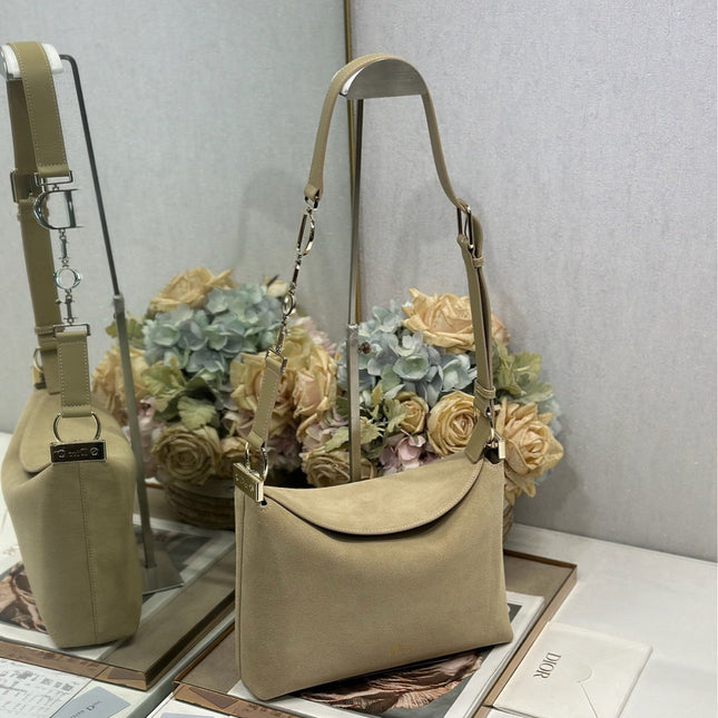 DIOR 26S DIORLY BAG 28 IN BEIGE SUEDE