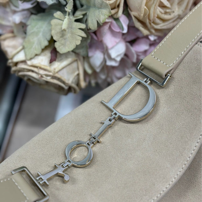 DIOR 26S DIORLY BAG 28 IN BEIGE SUEDE