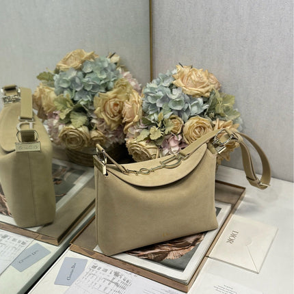 DIOR 26S DIORLY BAG 28 IN BEIGE SUEDE