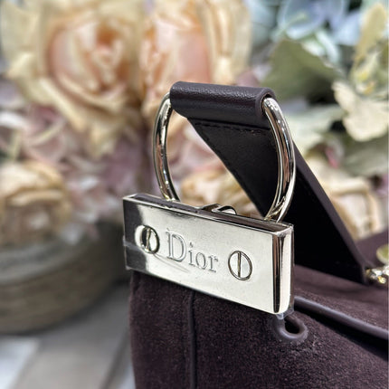 DIOR 26S DIORLY BAG 28 IN DARK BROWN SUEDE