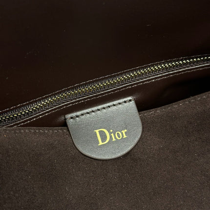 DIOR 26S DIORLY BAG 28 IN DARK BROWN SUEDE