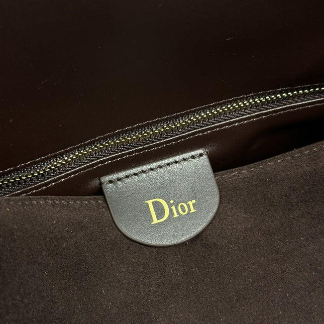 DIOR 26S DIORLY BAG 28 IN DARK BROWN SUEDE