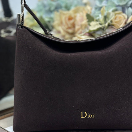 DIOR 26S DIORLY BAG 33 IN DRAK BROWN SUEDE