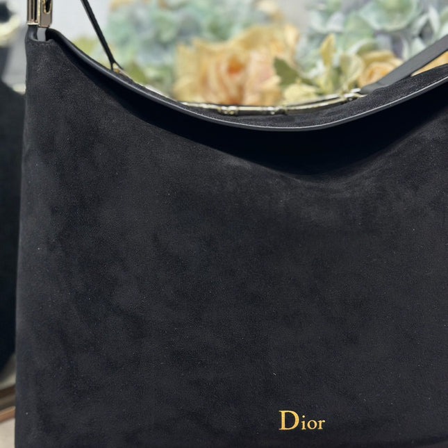 DIOR 26S DIORLY BAG 33 IN BLACK SUEDE