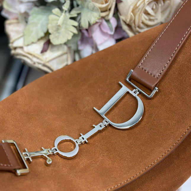 DIOR 26S DIORLY BAG 33 IN BROWN SUEDE
