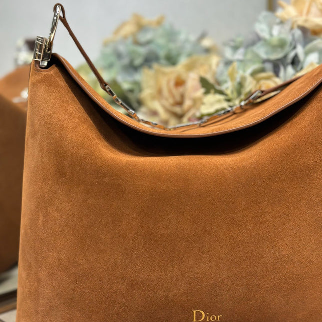 DIOR 26S DIORLY BAG 33 IN BROWN SUEDE