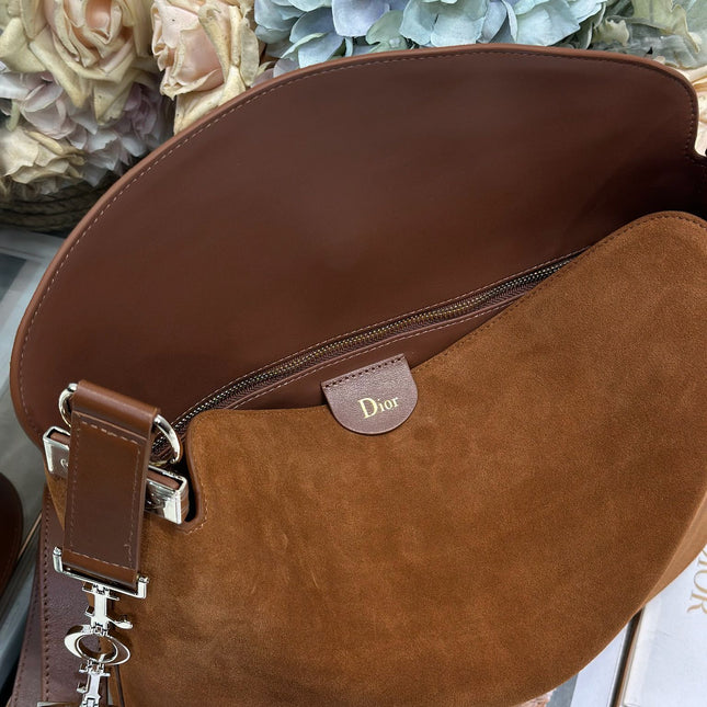 DIOR 26S DIORLY BAG 33 IN BROWN SUEDE