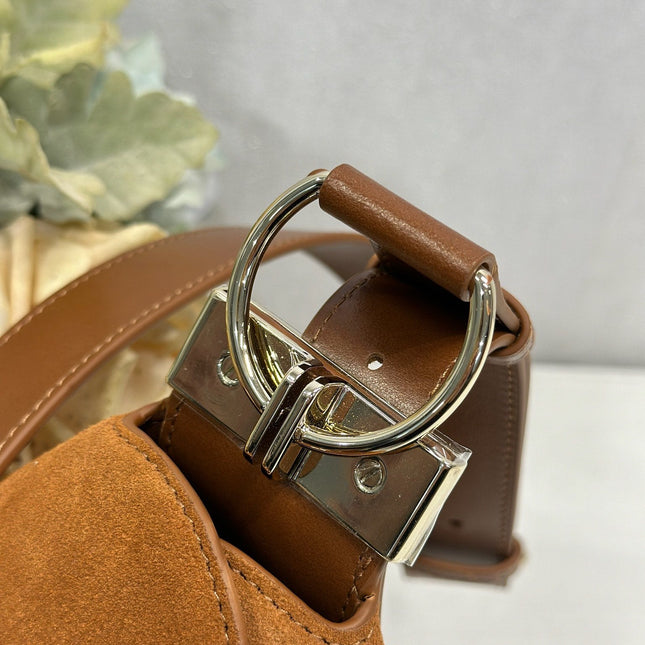 DIOR 26S DIORLY BAG 33 IN BROWN SUEDE