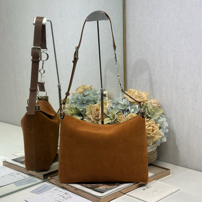 DIOR 26S DIORLY BAG 33 IN BROWN SUEDE