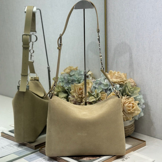 DIOR 26S DIORLY BAG 33 IN BEIGE SUEDE