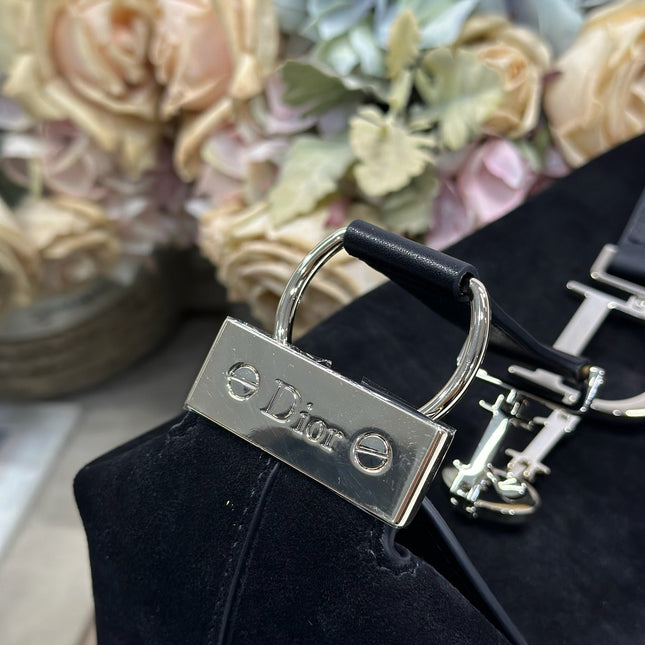 DIOR 26S DIORLY BAG 36 IN BLACK SUEDE