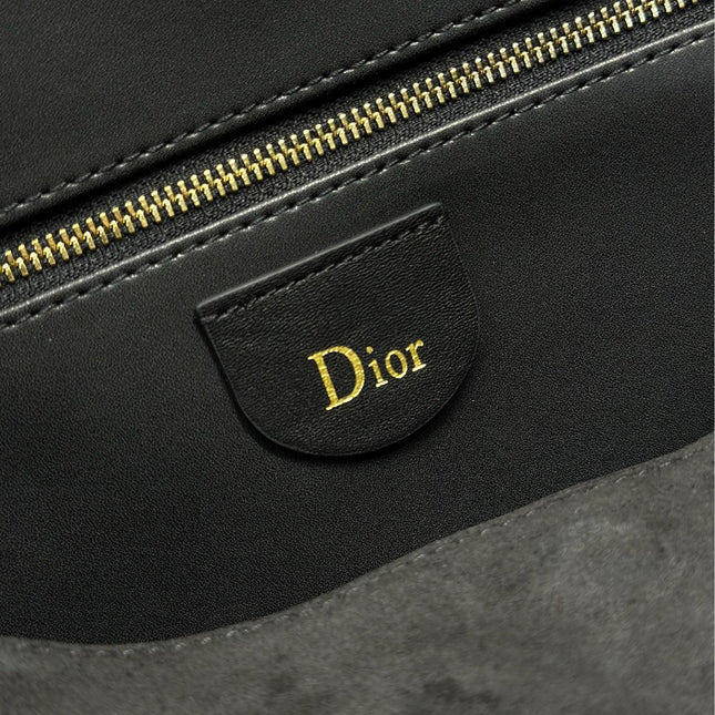 DIOR 26S DIORLY BAG 36 IN BLACK SUEDE