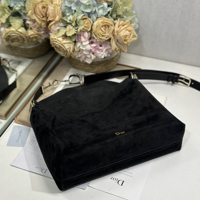 DIOR 26S DIORLY BAG 36 IN BLACK SUEDE