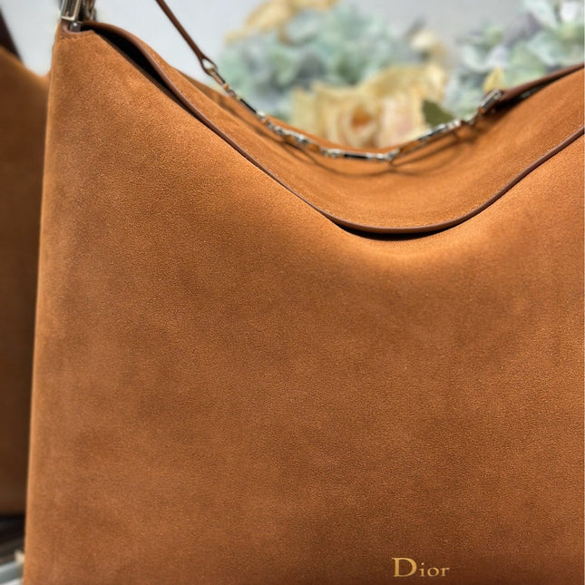DIOR 26S DIORLY BAG 36 IN BROWN SUEDE