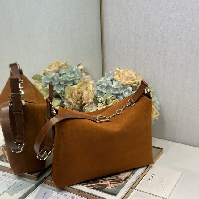 DIOR 26S DIORLY BAG 36 IN BROWN SUEDE