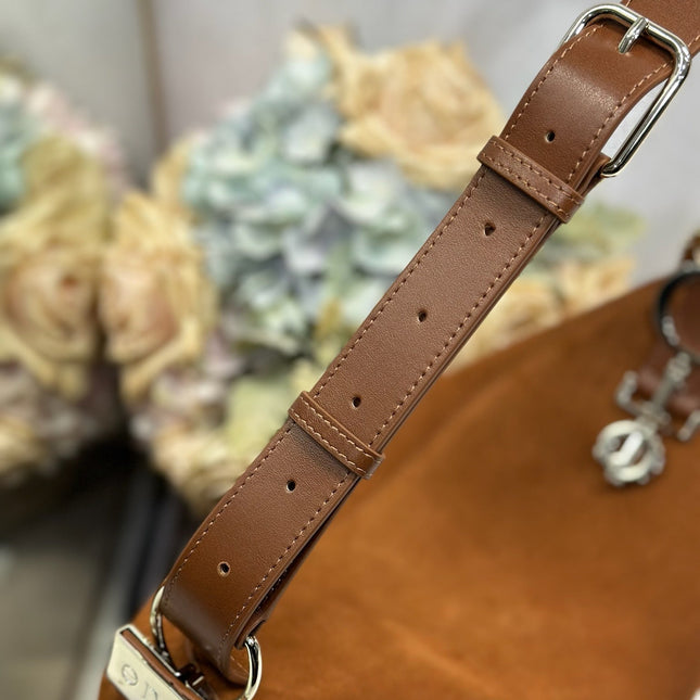 DIOR 26S DIORLY BAG 36 IN BROWN SUEDE