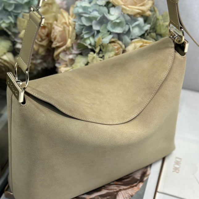 DIOR 26S DIORLY BAG 36 IN BEIGE SUEDE