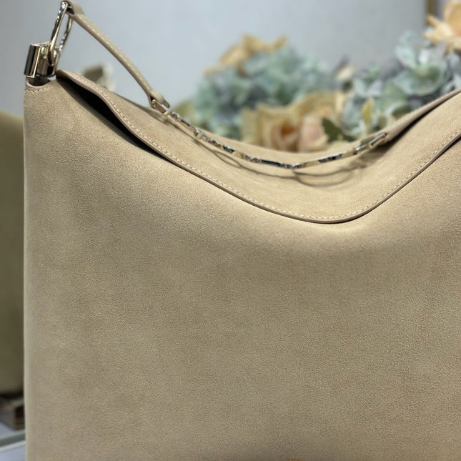 DIOR 26S DIORLY BAG 36 IN BEIGE SUEDE