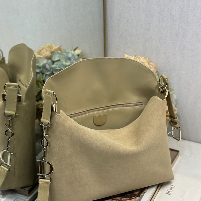 DIOR 26S DIORLY BAG 36 IN BEIGE SUEDE