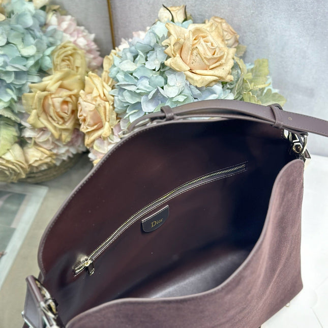 DIOR 26S DIORLY BAG 36 IN DARK BROWN SUEDE