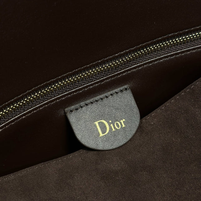 DIOR 26S DIORLY BAG 36 IN DARK BROWN SUEDE