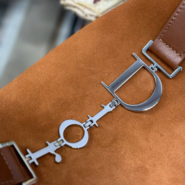DIOR 26S DIORLY BAG 39 IN BROWN SUEDE
