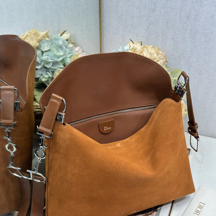 DIOR 26S DIORLY BAG 39 IN BROWN SUEDE