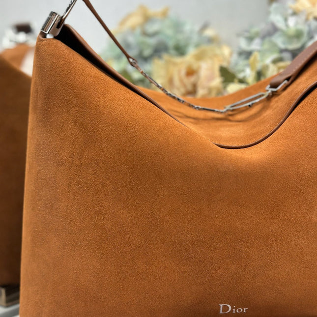 DIOR 26S DIORLY BAG 39 IN BROWN SUEDE
