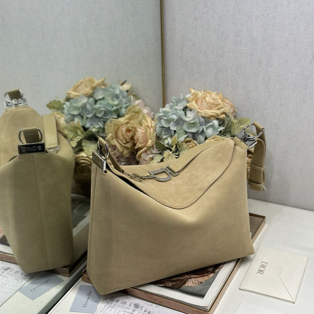 DIOR 26S DIORLY BAG 39 IN BEIGE SUEDE