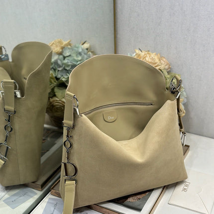 DIOR 26S DIORLY BAG 39 IN BEIGE SUEDE