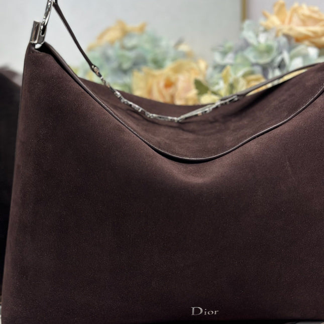 DIOR 26S DIORLY BAG 39 IN DARK BROWN SUEDE