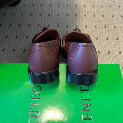 BOTTEGA VENETA 26S LOAFERS IN DARK REDDISH BROWN LAMBSKIN