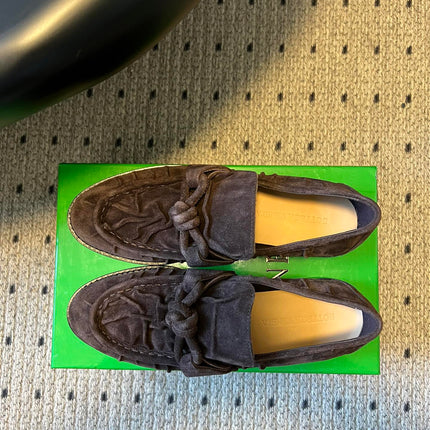 BOTTEGA VENETA 26S LOAFERS IN DARK BROWN SUEDE