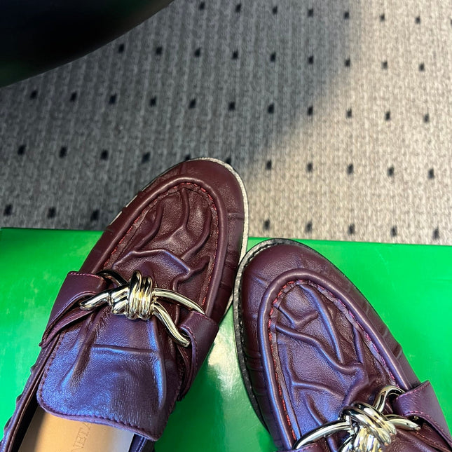 BOTTEGA VENETA 26S LOAFERS IN DARK BROWN LAMBSKIN WITH GOLD HARDWARE