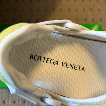 BOTTEGA VENETA 26S MARY JANE SNEAKER IN YELLOW SUEDE AND WHITE FABRIC