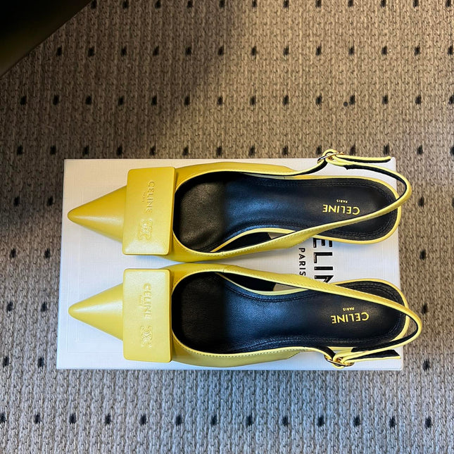CELINE 26S HIGH-HEEL SLINGBACK 55 MM IN YELLOW CALFSKIN