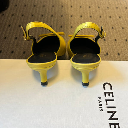 CELINE 26S HIGH-HEEL SLINGBACK 55 MM IN YELLOW CALFSKIN