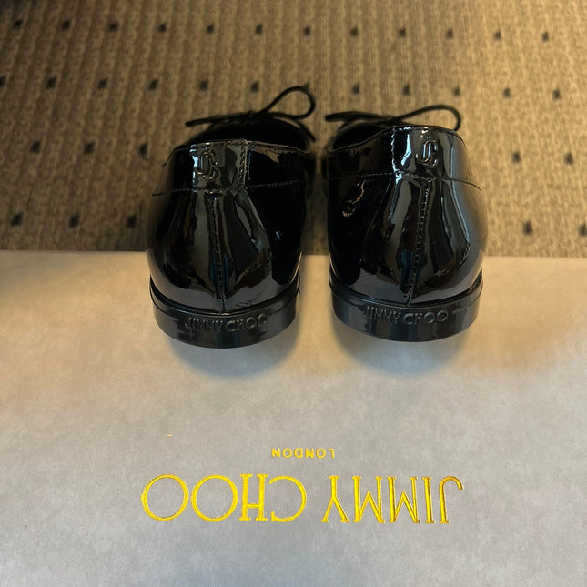 JIMMY CHOO 26S CLASSIC BALLET FLATS IN BLACK PATENT CALFSKIN