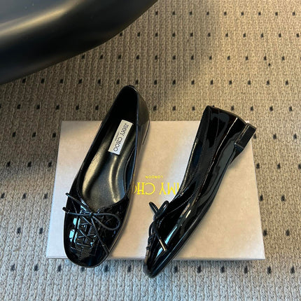 JIMMY CHOO 26S CLASSIC BALLET FLATS IN BLACK PATENT CALFSKIN