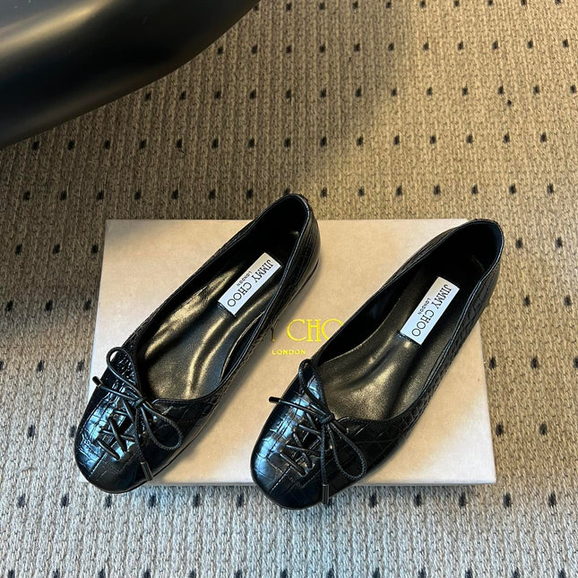 JIMMY CHOO 26S CLASSIC BALLET FLATS IN BLACK CALFSKIN