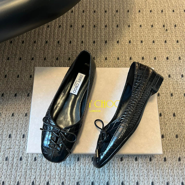 JIMMY CHOO 26S CLASSIC BALLET FLATS IN BLACK CALFSKIN