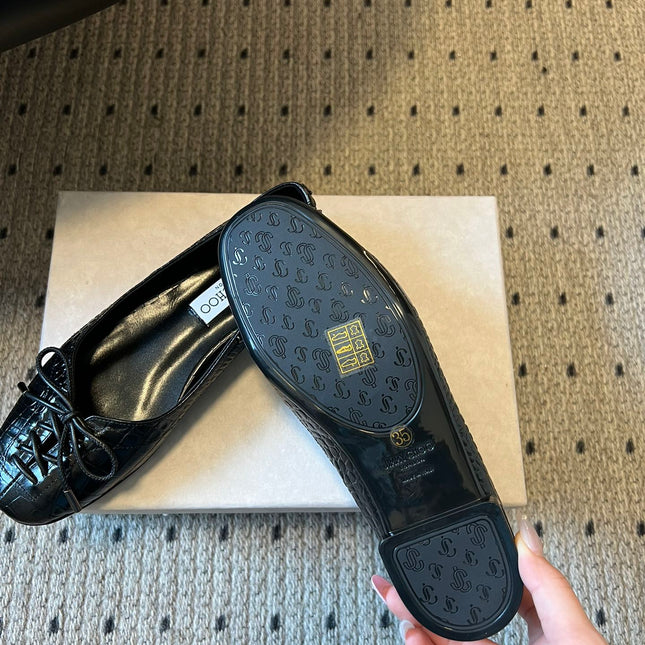 JIMMY CHOO 26S CLASSIC BALLET FLATS IN BLACK CALFSKIN