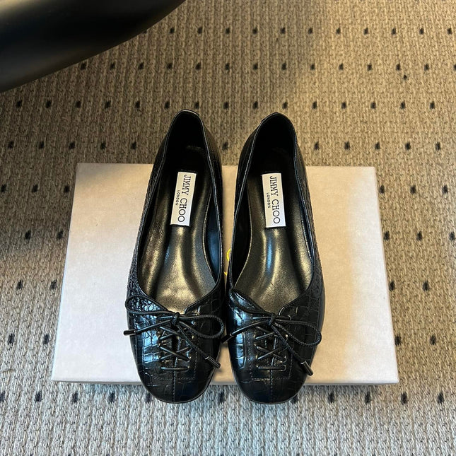 JIMMY CHOO 26S CLASSIC BALLET FLATS IN BLACK CALFSKIN