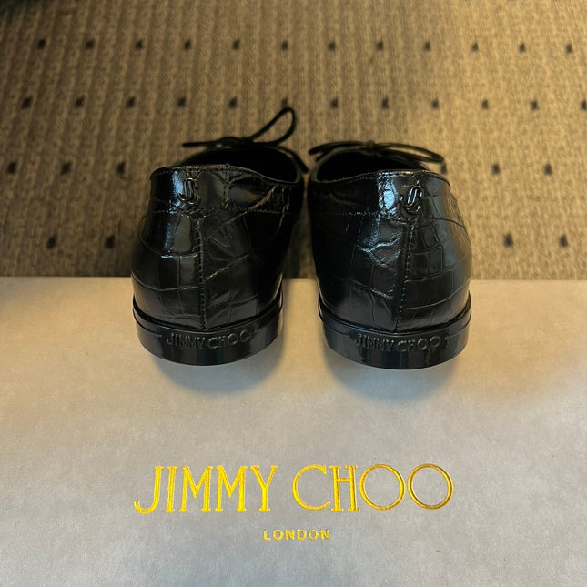 JIMMY CHOO 26S CLASSIC BALLET FLATS IN BLACK CALFSKIN