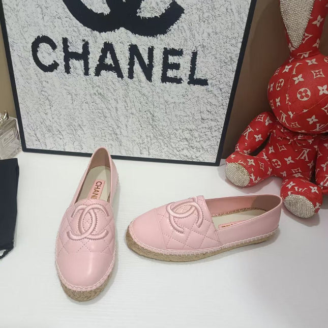 CHANEL 26S ESPADRILLE LOAFERS IN PINK CALFSKIN WITH ROPE SOLE