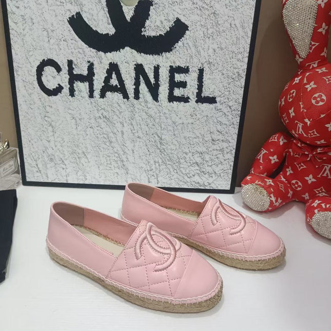CHANEL 26S ESPADRILLE LOAFERS IN PINK CALFSKIN WITH ROPE SOLE